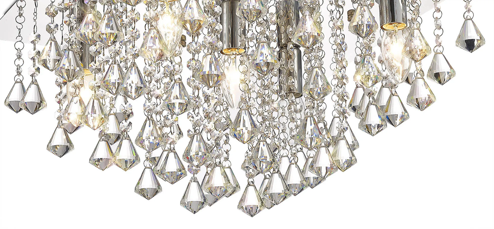 Acton Crystal Square Flush Ceiling 5 Light Polished Chrome D0146  Deco Acton